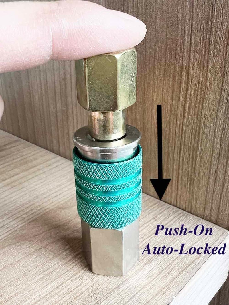 SANFU 1/4-Inch Steel Female Industrial Coupler, Auto-Locked Design, Air Hose Fittings 1/4-Inch Female Threads Quick Connector Air Coupler with Storage Case, 10-Pack(Green) - Image 3